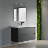 Dowell 48" Wall-Mounted Floating Bathroom Vanity – Pre-Assembled, White/Black, with Two Drawers and a Double/Single Resin Basin - 004 48 Series